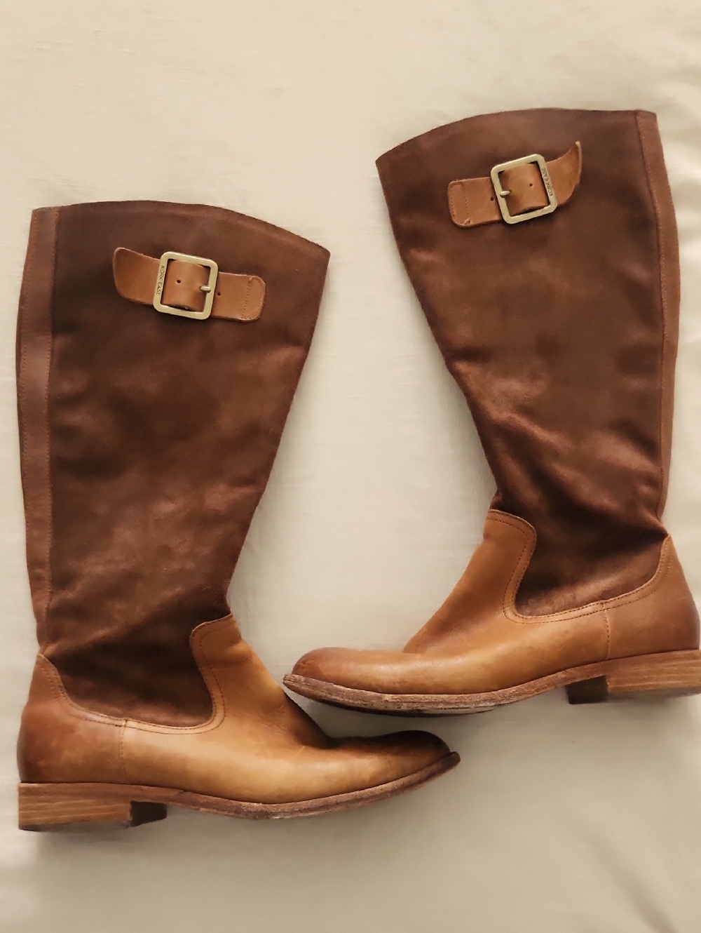 KORK-EASE Under-the-Knee Two-Tone Brown Leather and Suede Riding Boots